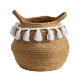 11” Boho Chic Handmade Natural Cotton Woven Planter with Tassels-Planter-Parc Decor