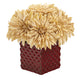 11” Dahlia Artificial Arrangement in Red Ceramic Cube-Arrangement-Parc Decor