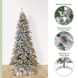 11’ Flocked Livingston Fir Artificial Christmas Tree with Pine Cones, 950 Clear Warm LED Lights and 3016 Bendable Branches-Christmas Tree-Parc Decor