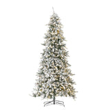 11’ Flocked Livingston Fir Artificial Christmas Tree with Pine Cones, 950 Clear Warm LED Lights and 3016 Bendable Branches-Christmas Tree-Parc Decor