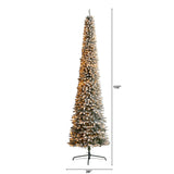 11’ Flocked Pencil Artificial Christmas Tree with 850 Clear Lights and 1435 Bendable Branches-Christmas Tree-Parc Decor