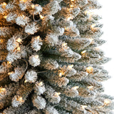 11’ Flocked Pencil Artificial Christmas Tree with 850 Clear Lights and 1435 Bendable Branches-Christmas Tree-Parc Decor