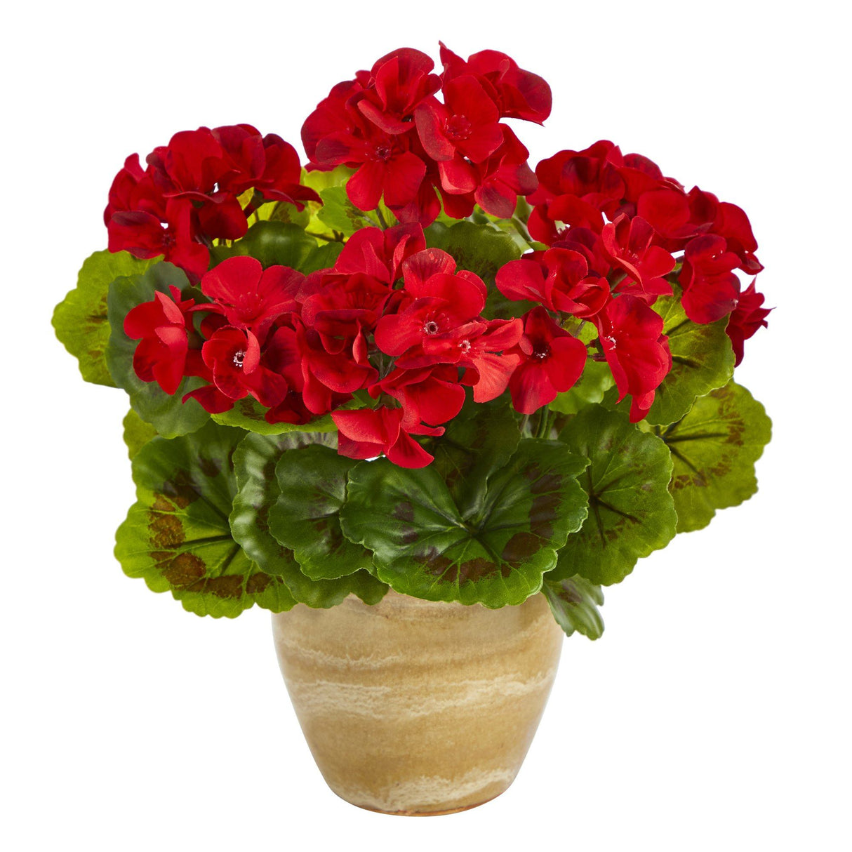 11” Geranium Artificial Plant in Ceramic Planter UV Resistant (Indoor/Outdoor)-Plant in Planter-Parc Decor