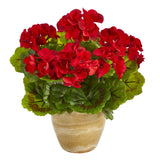11” Geranium Artificial Plant in Ceramic Planter UV Resistant (Indoor/Outdoor)-Plant in Planter-Parc Decor