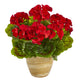 11” Geranium Artificial Plant in Ceramic Planter UV Resistant (Indoor/Outdoor)-Plant in Planter-Parc Decor