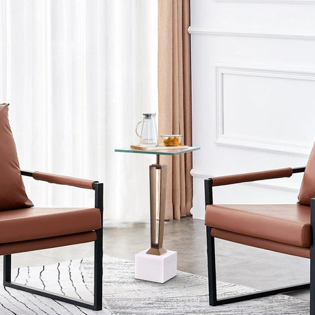 11" Modern Martini Table with White Marble