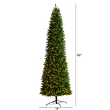 11’ Slim Green Mountain Pine Christmas Tree with 950 Clear LED Lights and 2836 Bendable Branches-Christmas Tree-Parc Decor