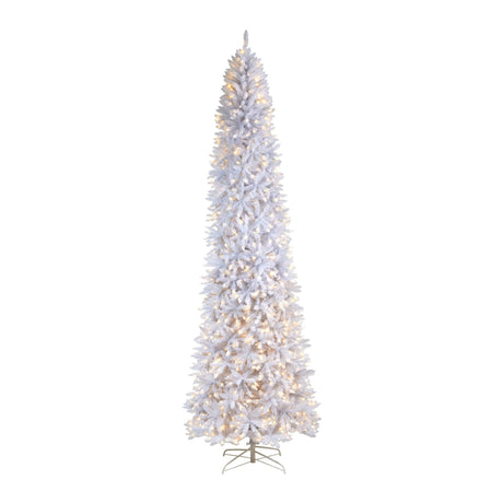 11’ Slim White Artificial Christmas Tree with 950 Warm White LED Lights and 2836 Bendable Branches-Christmas Tree-Parc Decor