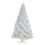 11' White Artificial Christmas Tree with 2720 Bendable Branches and 1000 LED Lights-Christmas Tree-Parc Decor