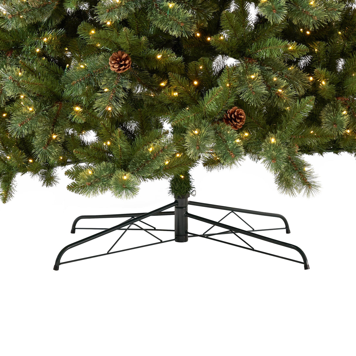 11’ White Mountain Pine Artificial Christmas Tree with 1050 Clear LED Lights, Pine Cones and 2395 Bendable Branches-Christmas Tree-Parc Decor