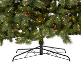 11’ White Mountain Pine Artificial Christmas Tree with 1050 Clear LED Lights, Pine Cones and 2395 Bendable Branches-Christmas Tree-Parc Decor