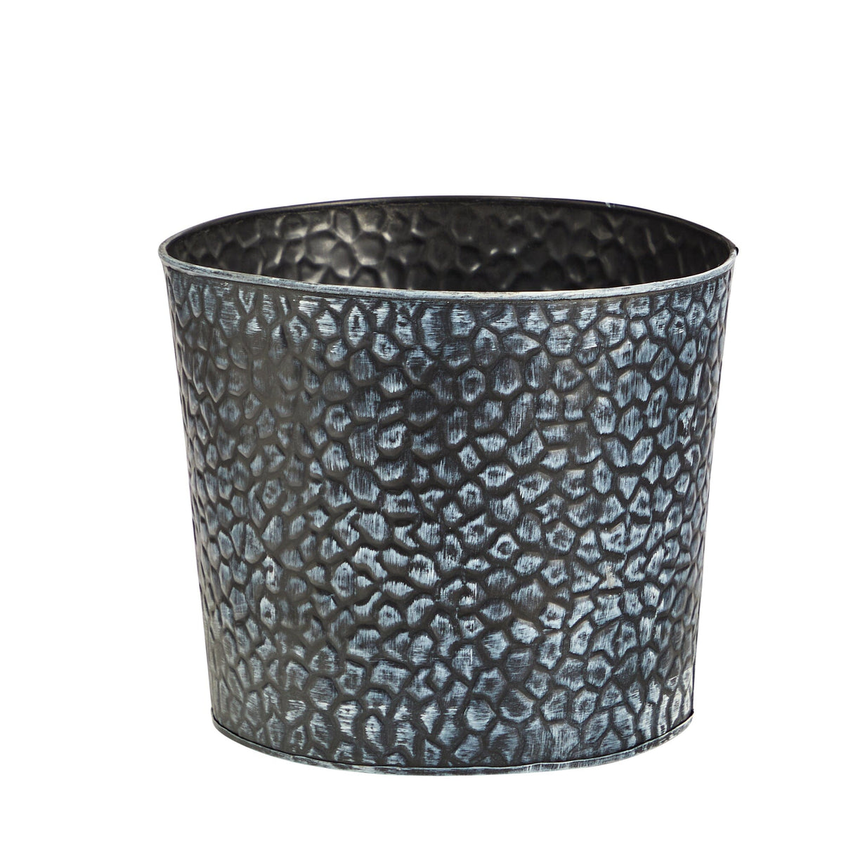 11.5” Embossed Tin Bucket with Pebble Pattern-Planter-Parc Decor