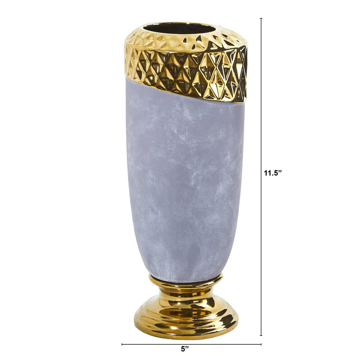 11.5” Regal Stone Vase with Gold Accents-Vase-Parc Decor