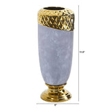 11.5” Regal Stone Vase with Gold Accents-Vase-Parc Decor