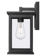 11"H Bowton II Outdoor Wall Light - Dusk to Dawn Matte Black Finish with Glass Shade by Millennium Lighting