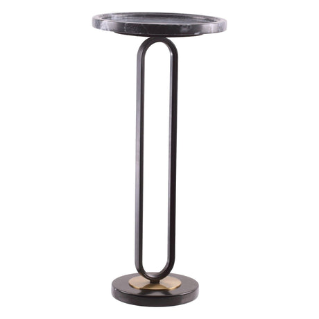 12" Black Round Side Table-Parc Decor