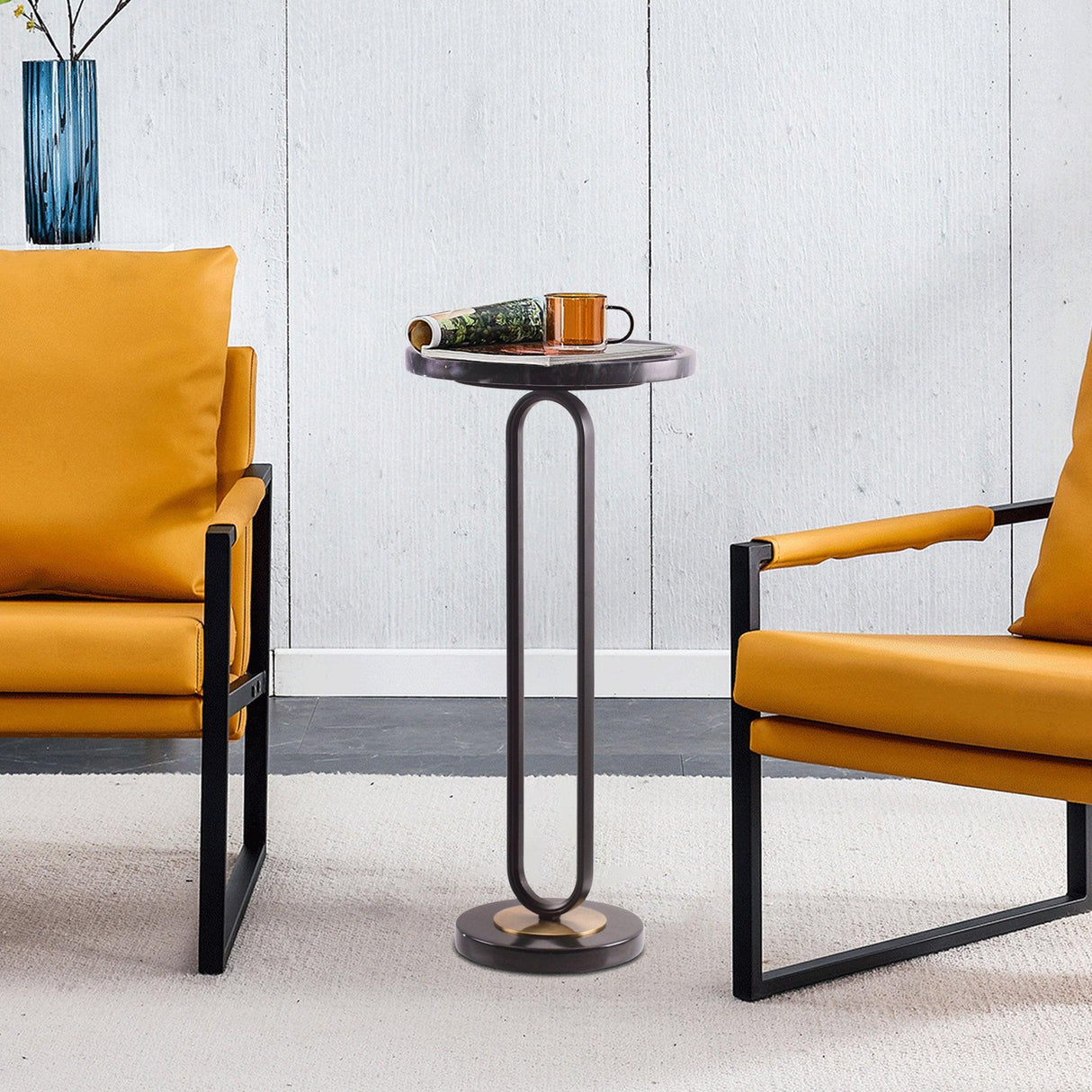 12" Black Round Side Table-Parc Decor