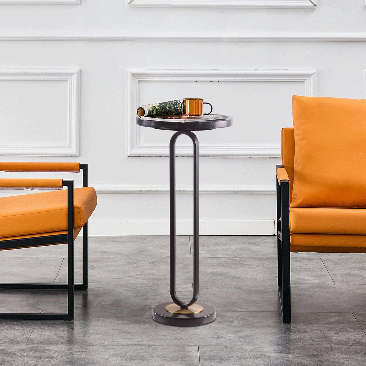 12" Black Round Side Table-Parc Decor