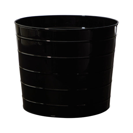12” Farmhouse Black Metal Ribbed Planter-Parc Decor