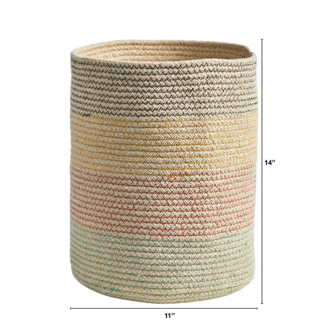 12” Handmade Natural Cotton Multicolored Woven Planter-Parc Decor