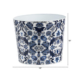 12” Oriental Blue and White Classic Round Metal Planter-Parc Decor