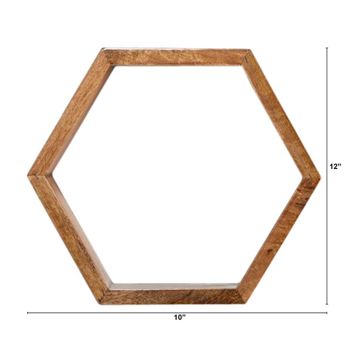 12” Wooden Hexagon Floating Honeycomb Shelve (Set of 5)-Parc Decor