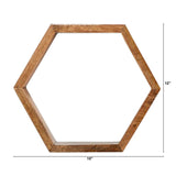 12” Wooden Hexagon Floating Honeycomb Shelve (Set of 5)-Parc Decor