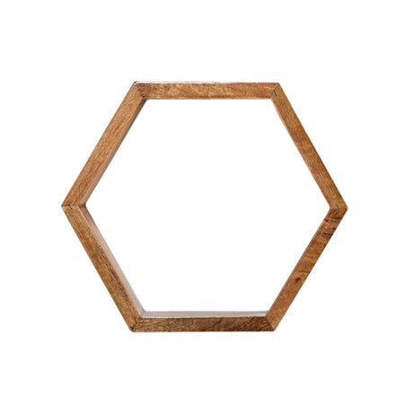 12” Wooden Hexagon Floating Honeycomb Shelve (Set of 5)-Parc Decor