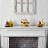 12” Autumn Harvest and Pumpkin Fall Candle Holder-Candelabrum-Parc Decor