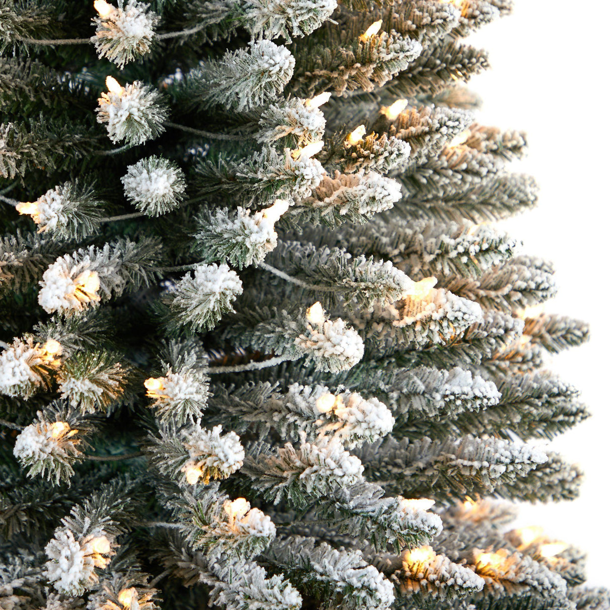 12’ Flocked Pencil Artificial Christmas Tree with 1000 Clear Lights and 1819 Bendable Branches-Christmas Tree-Parc Decor