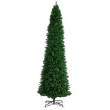 12’ Slim Green Mountain Pine Artificial Christmas Tree with 1100 Clear LED Lights and 3235 Tips-Christmas Tree-Parc Decor