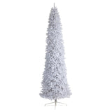 12’ Slim White Artificial Christmas Tree with 1100 Warm White LED Lights and 3235 Bendable Branches-Christmas Tree-Parc Decor