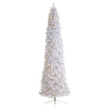 12’ Slim White Artificial Christmas Tree with 1100 Warm White LED Lights and 3235 Bendable Branches-Christmas Tree-Parc Decor