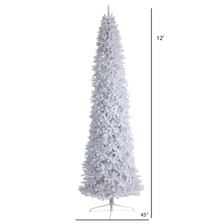 12’ Slim White Artificial Christmas Tree with 3235 Bendable Branches-Christmas Tree-Parc Decor