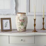 12.5” Tuscan Ceramic Floral Print Vase-Parc Decor