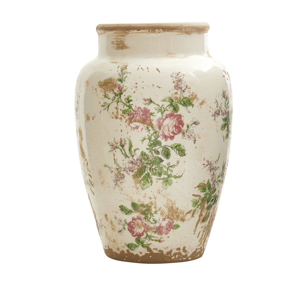 12.5” Tuscan Ceramic Floral Print Vase-Parc Decor