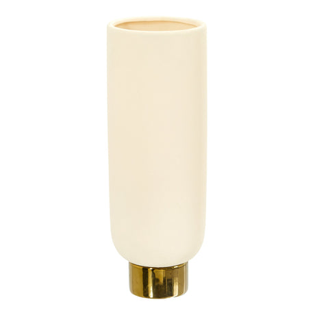 12.75” Elegance Ceramic Cylinder Vase with Gold Accents-Parc Decor