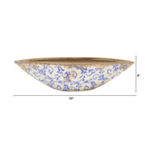 13” Tuscan Ceramic Blue Scroll Decorative Bowl-Parc Decor
