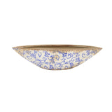 13” Tuscan Ceramic Blue Scroll Decorative Bowl-Parc Decor