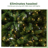13’ Artificial Slim Green Mountain Pine Christmas Tree with 1360 Warm White LED Lights and 3924 Bendable Branches-Christmas Tree-Parc Decor