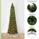 13’ Artificial Slim Green Mountain Pine Christmas Tree with 1360 Warm White LED Lights and 3924 Bendable Branches-Christmas Tree-Parc Decor