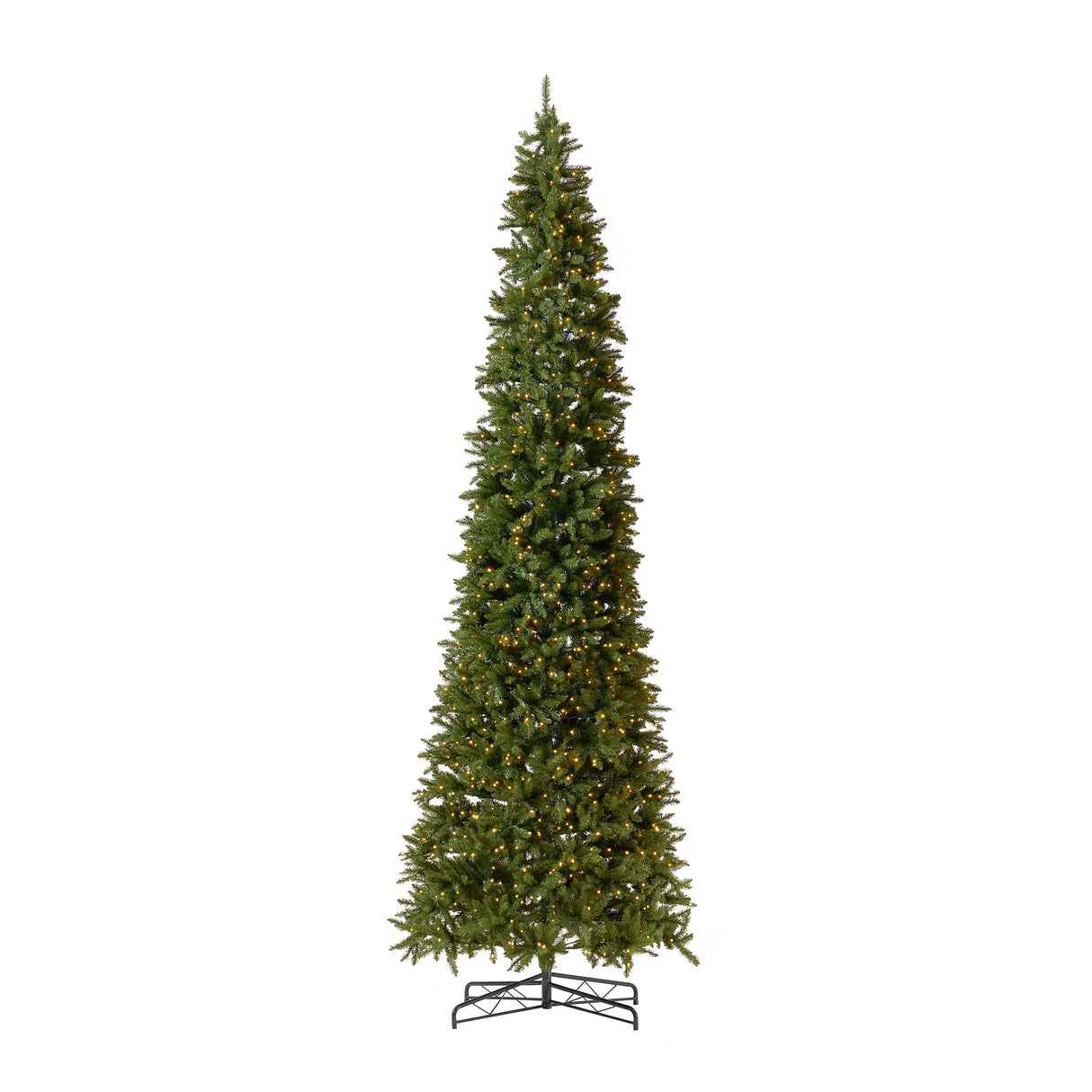 13’ Artificial Slim Green Mountain Pine Christmas Tree with 1360 Warm White LED Lights and 3924 Bendable Branches-Christmas Tree-Parc Decor