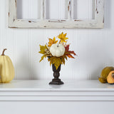 13” Fall Pumpkin and Berries Artificial Autumn Arrangement in Decorative Urn-Arrangement-Parc Decor