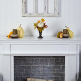 13” Fall Pumpkin and Berries Artificial Autumn Arrangement in Decorative Urn-Arrangement-Parc Decor