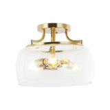 13 Inch 3-Light Brass Gold Semi-Flush Mount Ceiling Light Fixture with Clear Glass Shade-吸顶灯具-Parc Decor