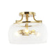 13 Inch 3-Light Brass Gold Semi-Flush Mount Ceiling Light Fixture with Clear Glass Shade-吸顶灯具-Parc Decor
