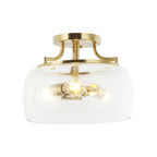 13 Inch 3-Light Brass Gold Semi-Flush Mount Ceiling Light Fixture with Clear Glass Shade