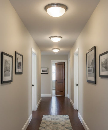 13"w 1-Light LED Flush Mount Ceiling Light Fixture Brushed Nickel Finish by RP Lighting