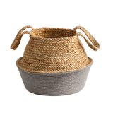 14” Boho Chic Handmade Cotton & Jute Gray Woven Planter-Parc Decor