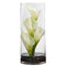 14” Calla Lily Artificial Arrangement in Cylinder Glass-Parc Decor